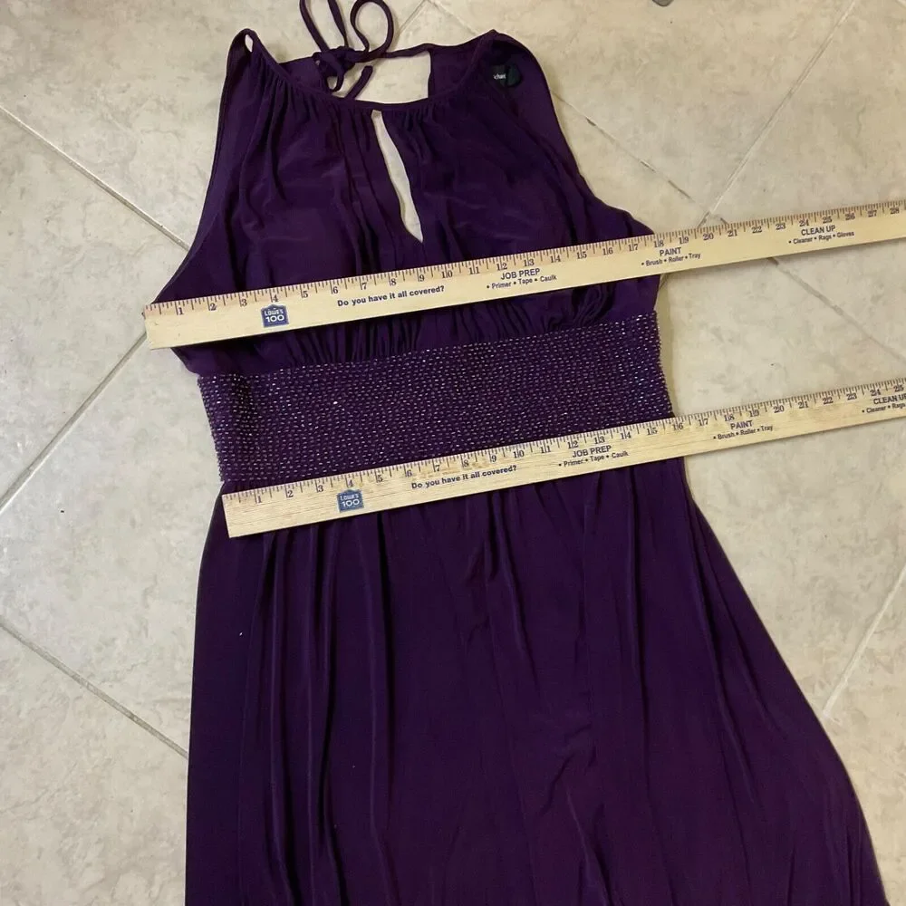 R & M Richards Plus 14 Formal PROM GALA EVENT Purple, empire waist  halter Dress - Picture 14 of 16